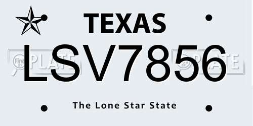 LSV7856 Texas License Plate