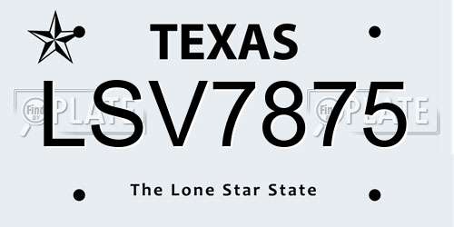 LSV7875 Texas License Plate