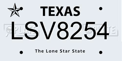 LSV8254 Texas License Plate