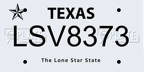 LSV8373 Texas License Plate