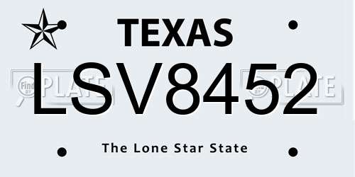 LSV8452 Texas License Plate