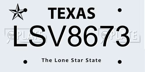 LSV8673 Texas License Plate