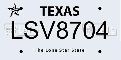 LSV8704 Texas License Plate