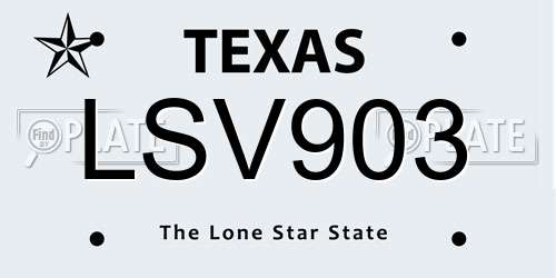 LSV903 Texas License Plate