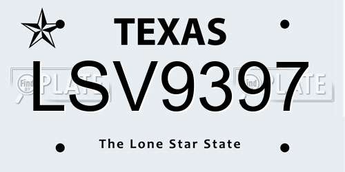 LSV9397 Texas License Plate