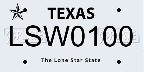 LSW0100 Texas License Plate