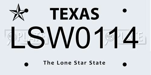LSW0114 Texas License Plate