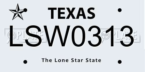 LSW0313 Texas License Plate