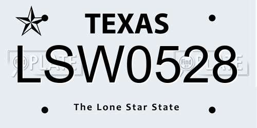 LSW0528 Texas License Plate