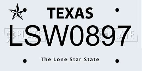 LSW0897 Texas License Plate
