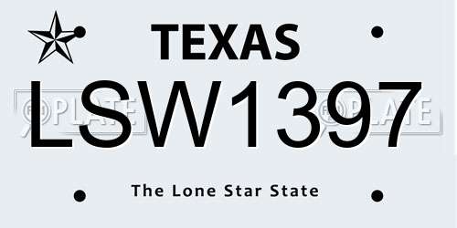 LSW1397 Texas License Plate