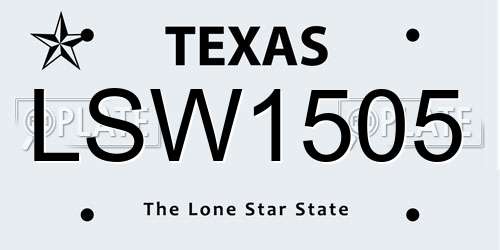 LSW1505 Texas License Plate