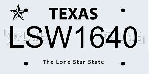 LSW1640 Texas License Plate