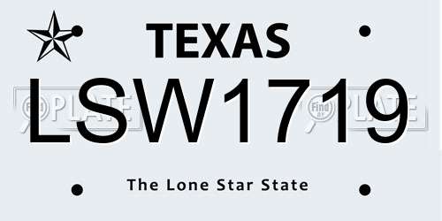 LSW1719 Texas License Plate