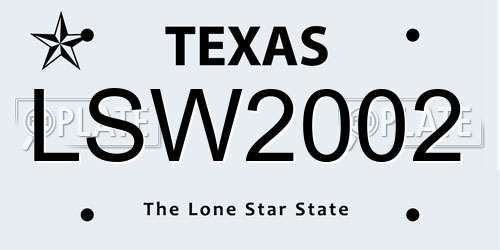 LSW2002 Texas License Plate