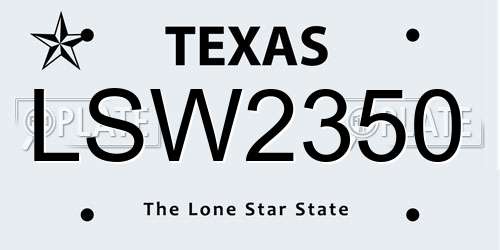 LSW2350 Texas License Plate