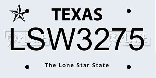 LSW3275 Texas License Plate