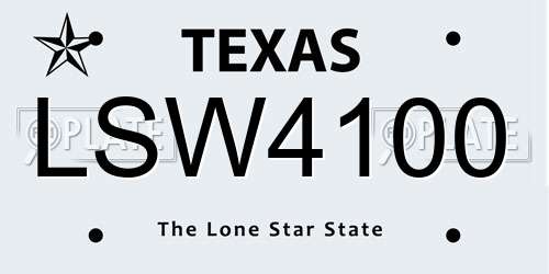 LSW4100 Texas License Plate