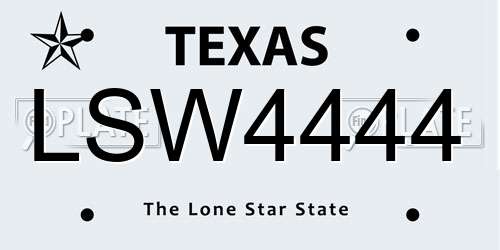 LSW4444 Texas License Plate
