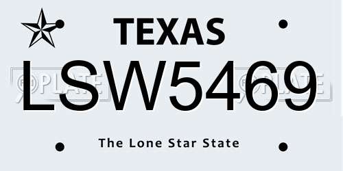 LSW5469 Texas License Plate