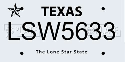 LSW5633 Texas License Plate