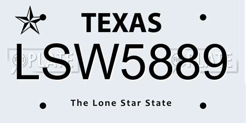 LSW5889 Texas License Plate