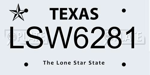 LSW6281 Texas License Plate