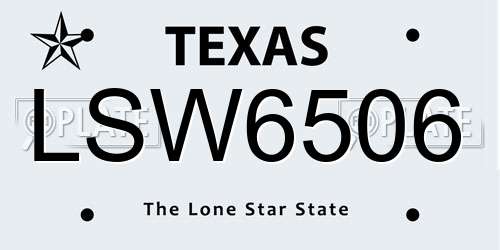 LSW6506 Texas License Plate