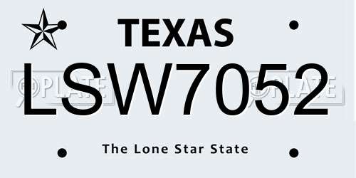 LSW7052 Texas License Plate