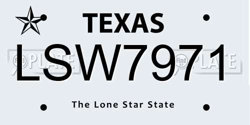 LSW7971 Texas License Plate