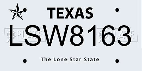 LSW8163 Texas License Plate