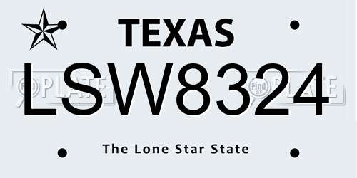 LSW8324 Texas License Plate