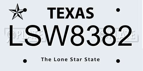 LSW8382 Texas License Plate