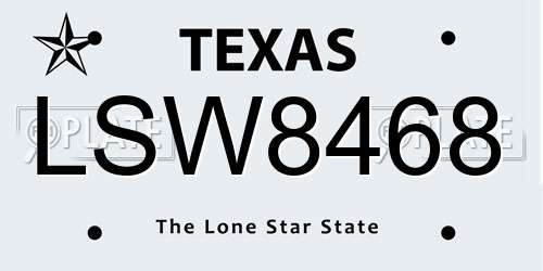 LSW8468 Texas License Plate