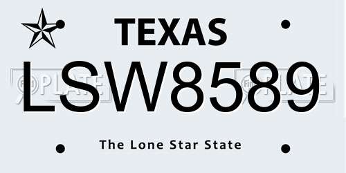 LSW8589 Texas License Plate