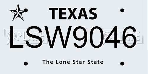 LSW9046 Texas License Plate