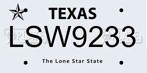 LSW9233 Texas License Plate