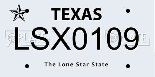 LSX0109 Texas License Plate