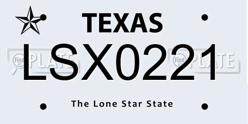 LSX0221 Texas License Plate