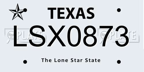 LSX0873 Texas License Plate