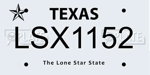 LSX1152 Texas License Plate