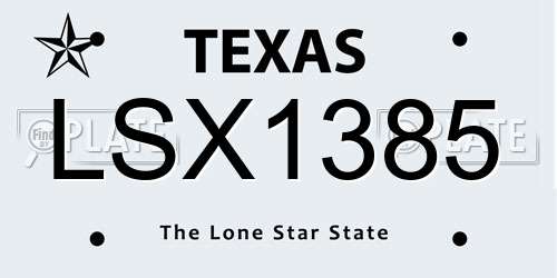 LSX1385 Texas License Plate