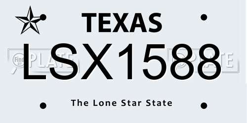 LSX1588 Texas License Plate