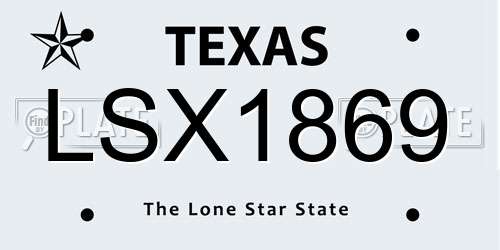 LSX1869 Texas License Plate
