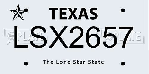 LSX2657 Texas License Plate