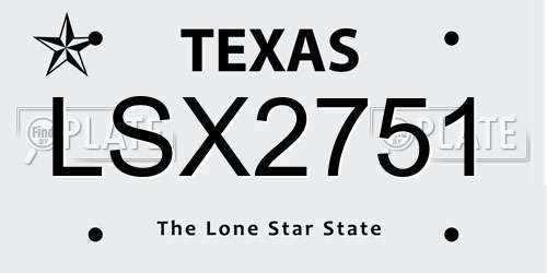 LSX2751 Texas License Plate
