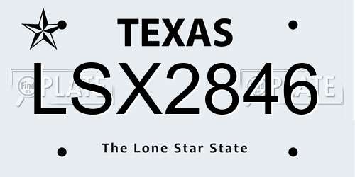 LSX2846 Texas License Plate