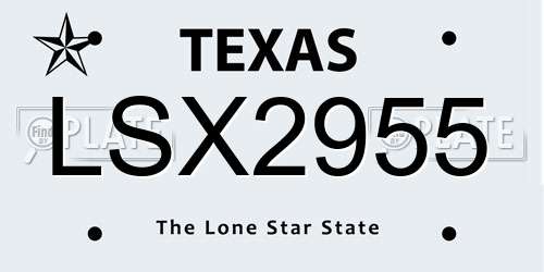 LSX2955 Texas License Plate