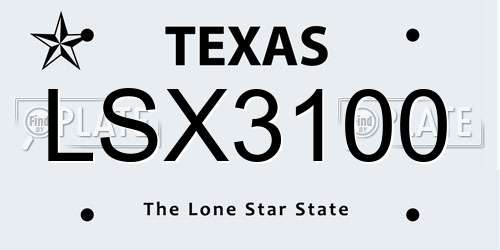 LSX3100 Texas License Plate
