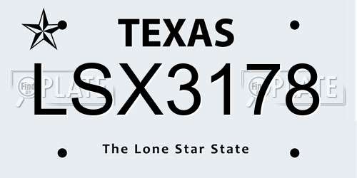 LSX3178 Texas License Plate